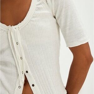 We the Free White Button-Up Women's Top